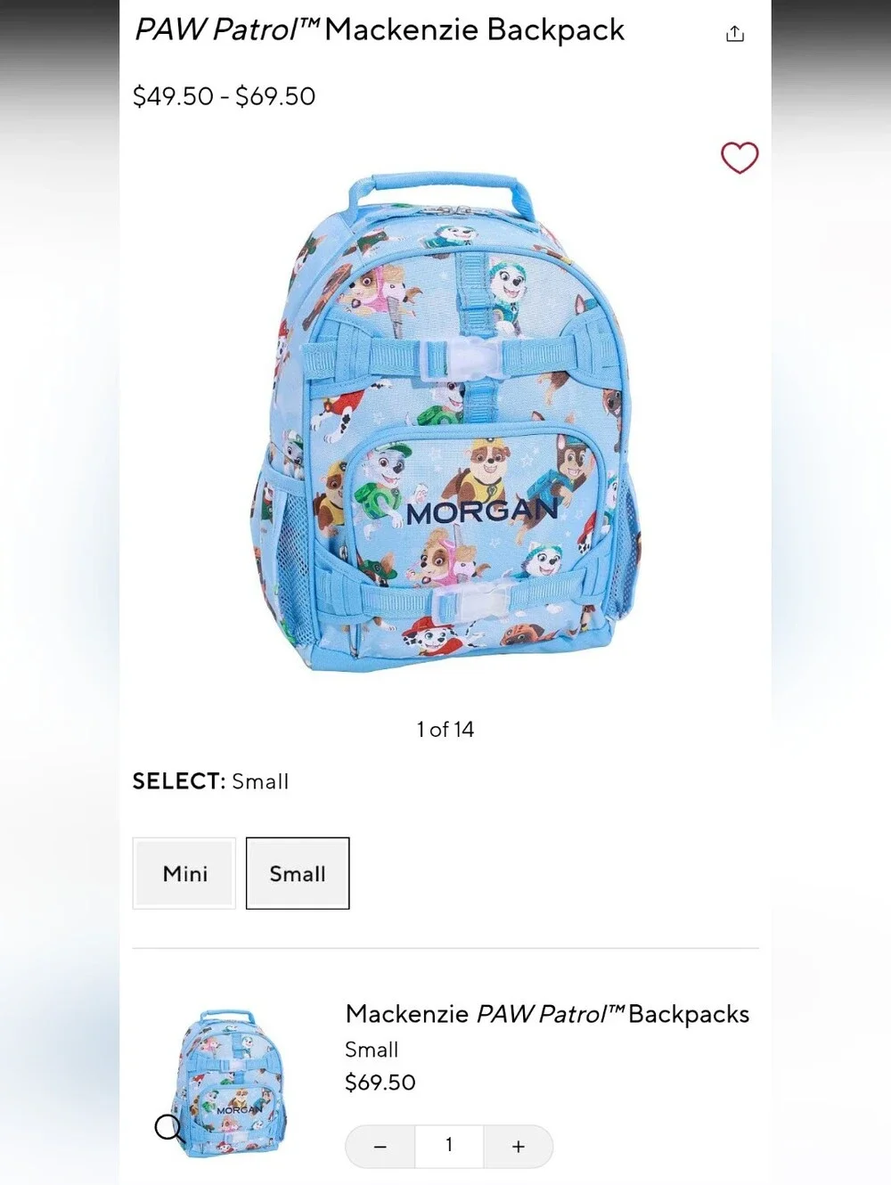 Pottery Barn Kids PAW Patrol™ Mackenzie Backpack, Size Small